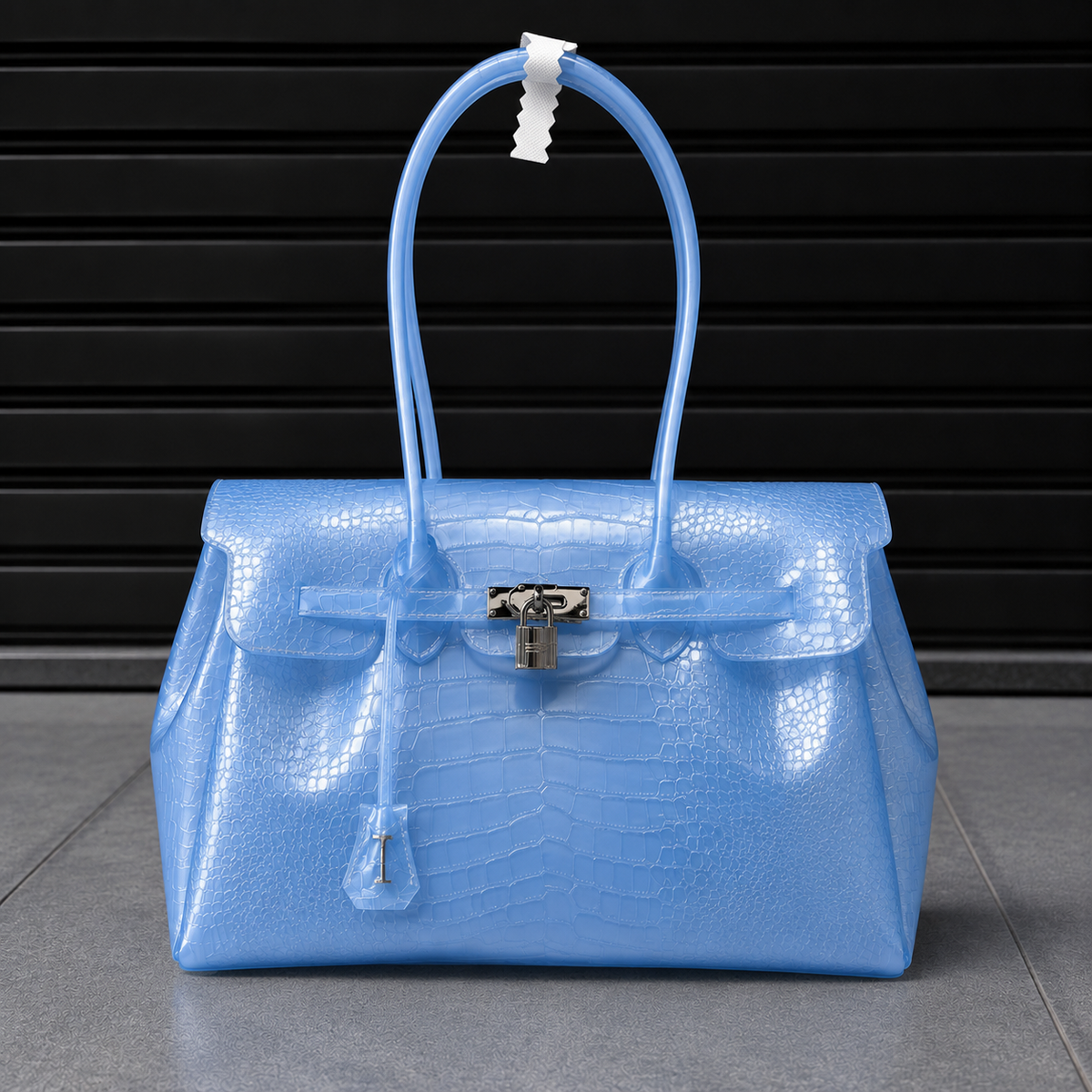 Jelly Croco Azure translucent croc-effect jelly handbag