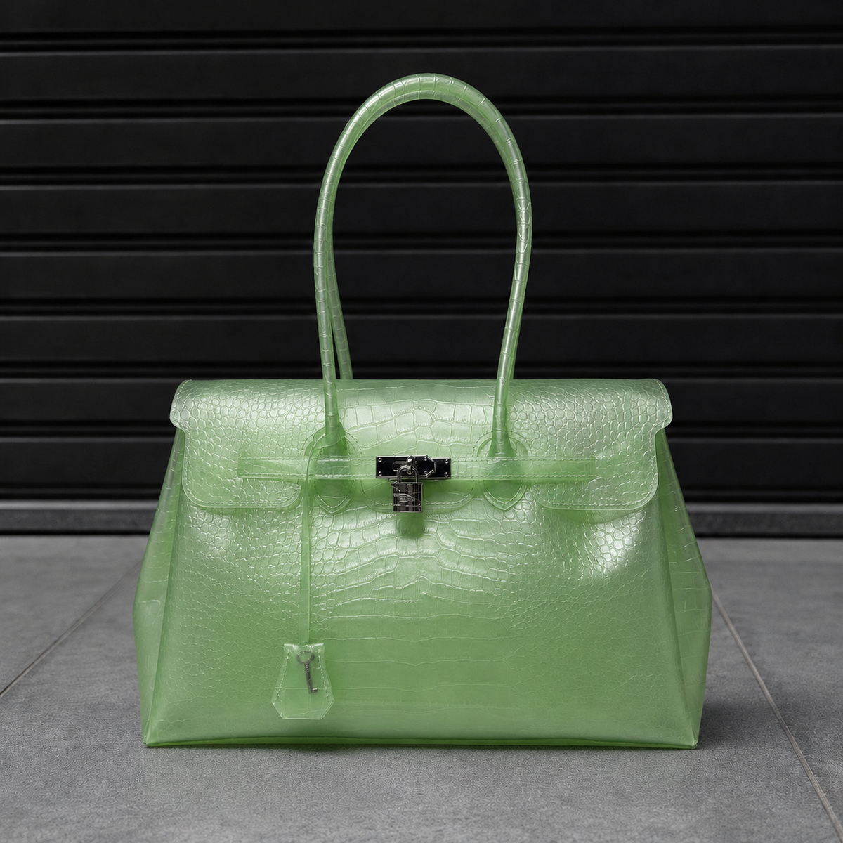 Jelly Croco Jade translucent croc-effect jelly handbag