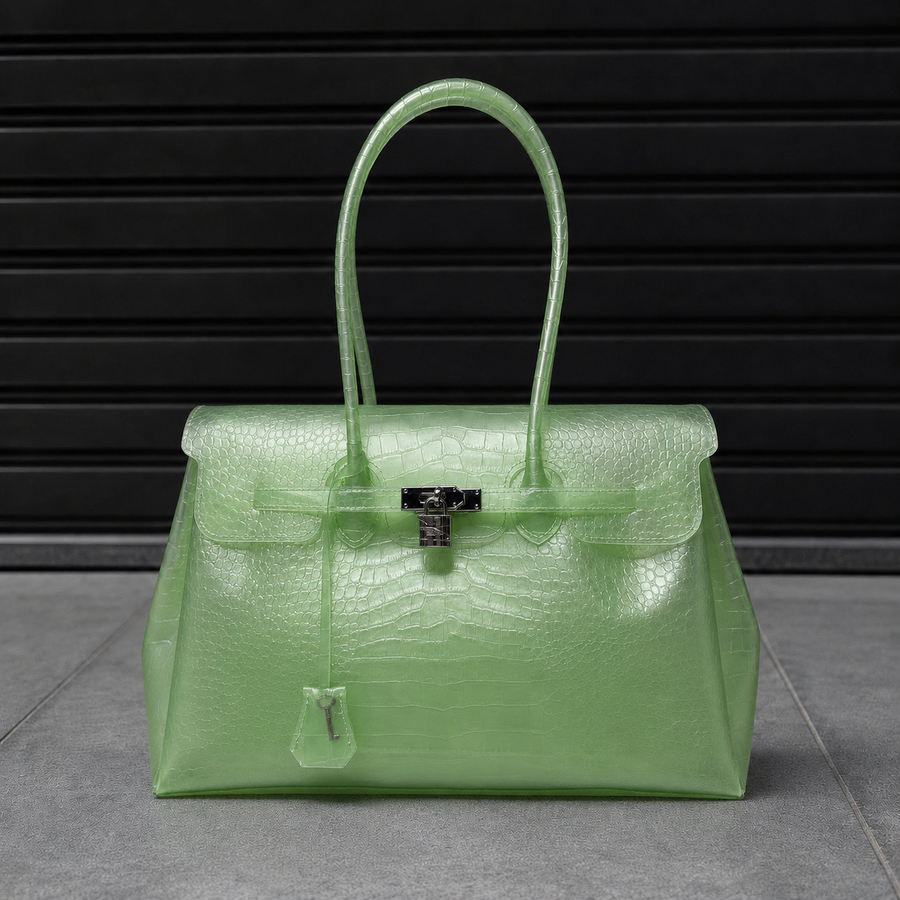 Jelly Croco Jade translucent croc-effect jelly handbag