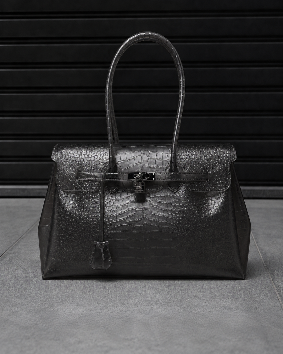 Jelly Croco Obsidian translucent croc-effect jelly handbag