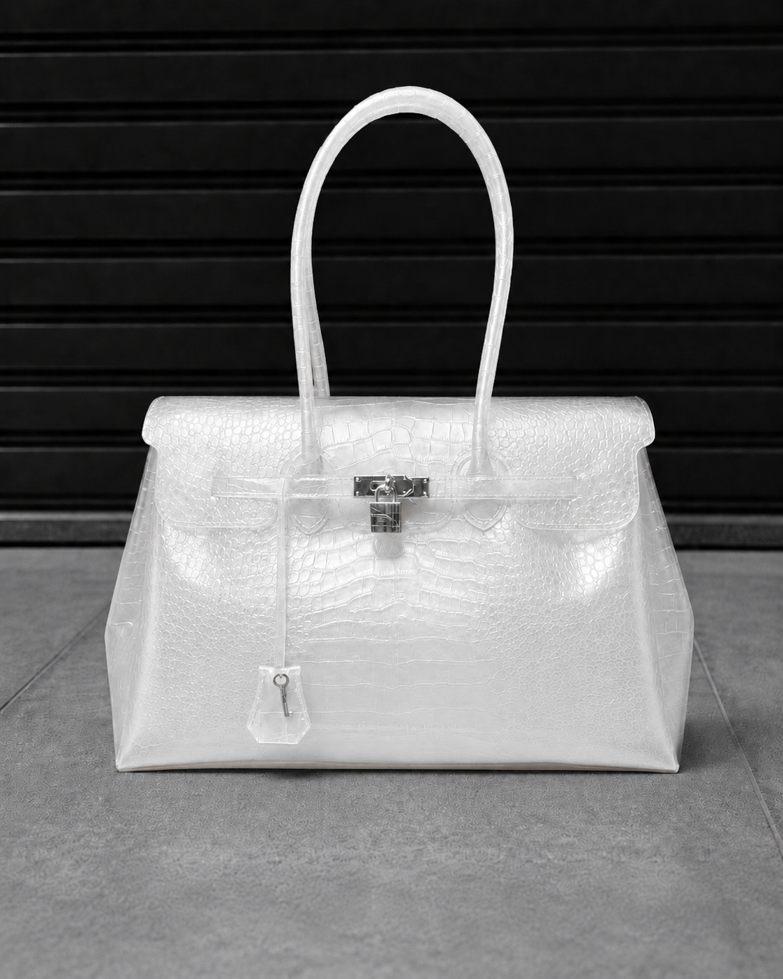 Jelly Croco Ivory translucent croc-effect jelly handbag