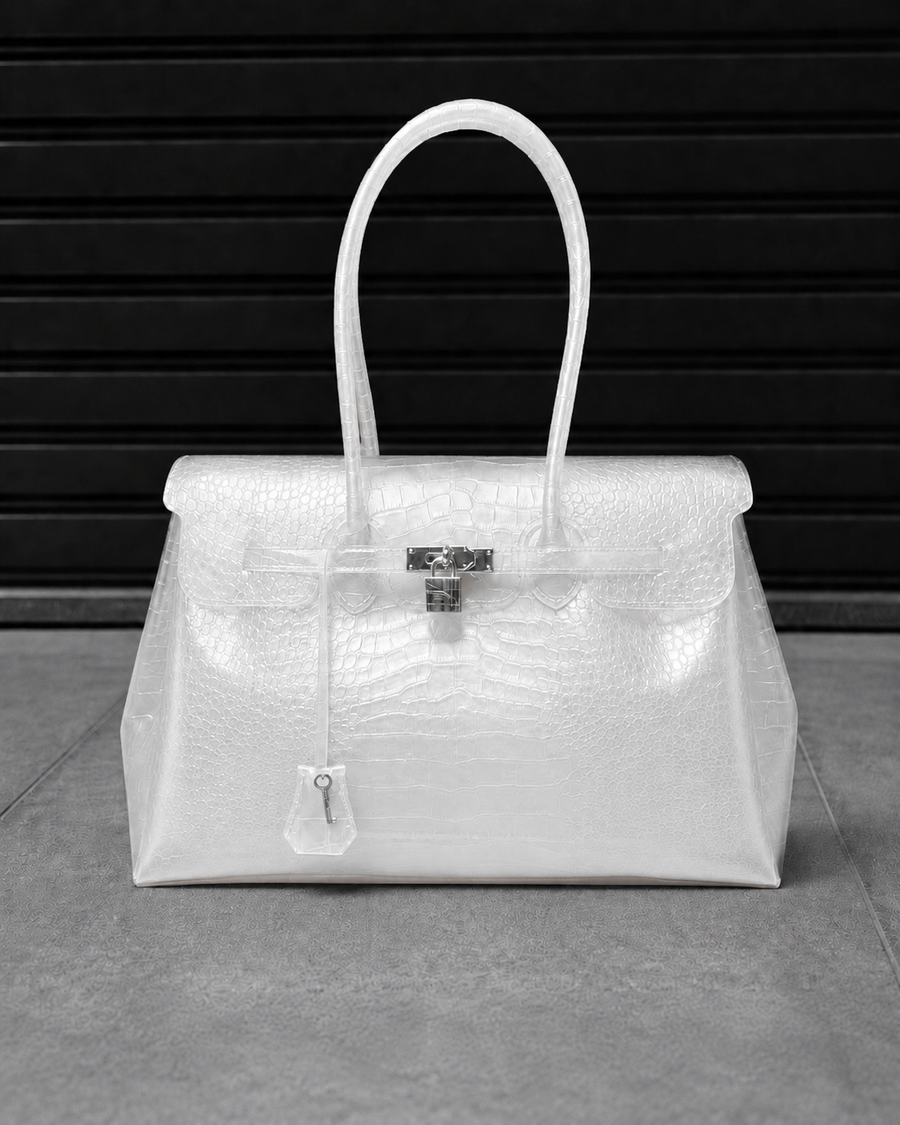 Jelly Croco Ivory translucent croc-effect jelly handbag