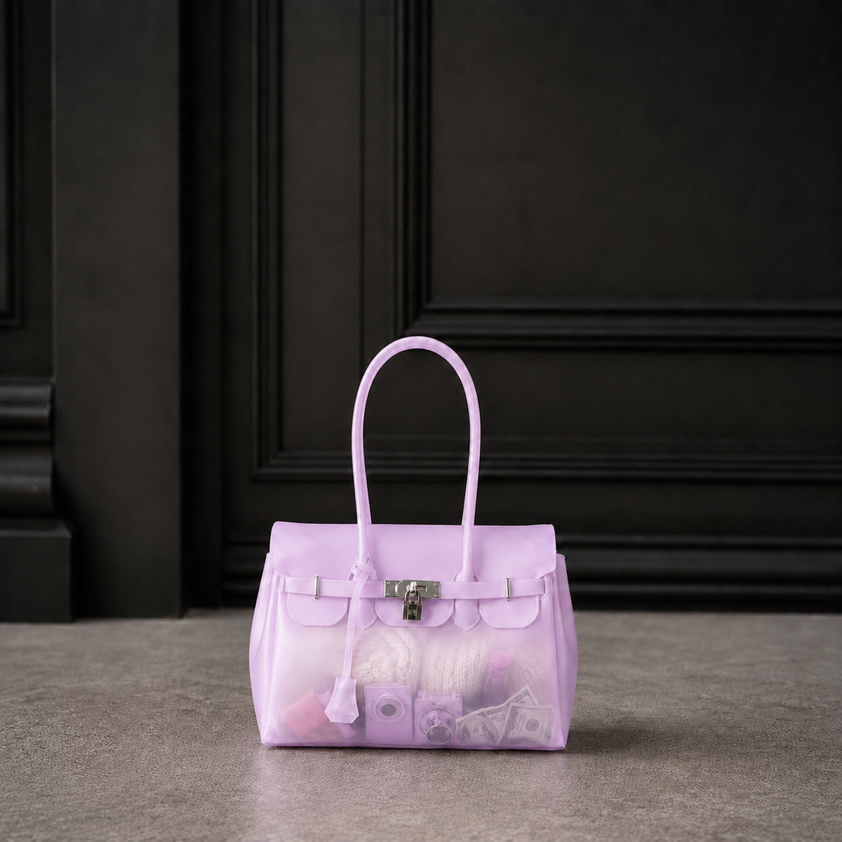 Mini Jelly Firkin Lilac compact translucent jelly handbag