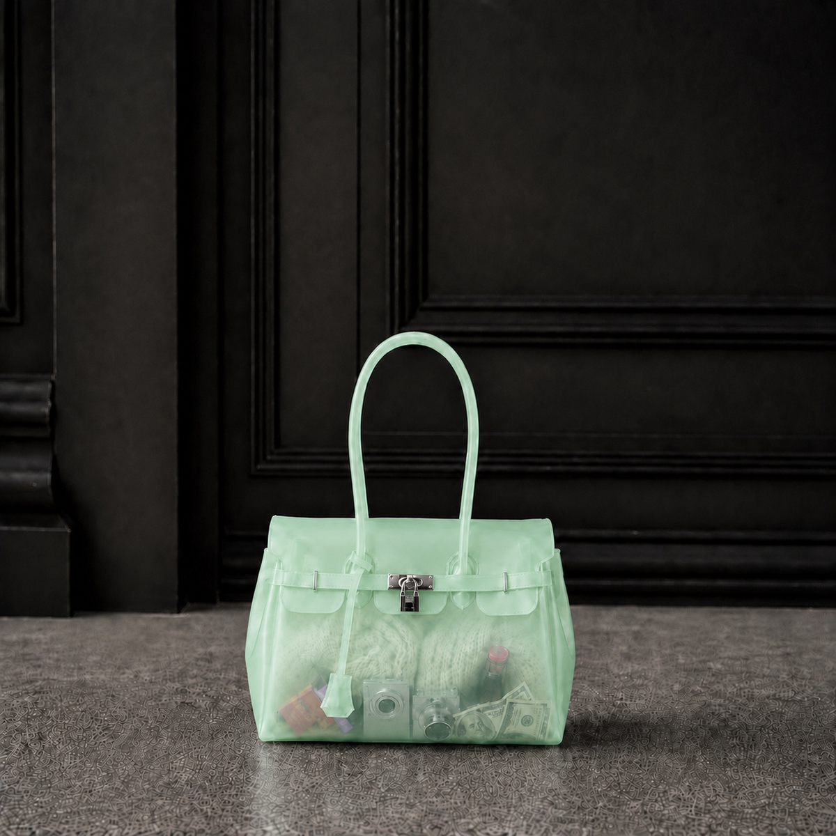 Mini Jelly Firkin Mint compact translucent jelly handbag