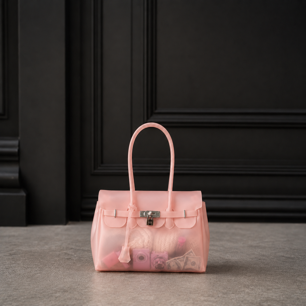 Mini Jelly Firkin Blush compact translucent jelly handbag