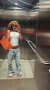 Presentation video of the sunset-orange Sunset Jelly Firkin bag in clear jelly-effect TPU